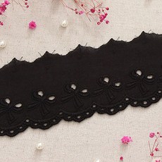 해피베어스 비올라 리본면자수레이스 360 cm, 블랙, 1개