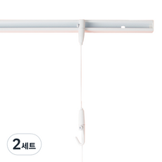 線框片式圖片圖庫展示掛鉤衣架安裝牆壁簡易導軌0.5m套裝, 白色, 2組