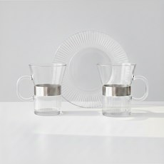 카모메키친 플리츠 유리접시 + 머그컵 2p 세트, 투명, 1세트