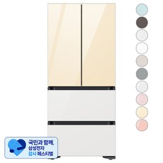 [삼성 감사 페스티벌] [색상선택형] 삼성전자 비스포크 김치플러스 키친핏 4도어 내장고 420L 방문설치, 글램 바닐라 + 글램 화이트, RQ42C94R2AP