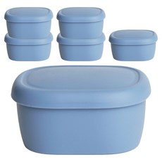 실리가든 실리콘 냉동밥 보관용기 다크블루 600ml, 6개, 단품