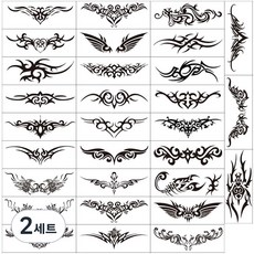 Partybok.com 刻字紋身貼紙 30 張 JT001 14.5 x 5.5 厘米, 單色, 2組