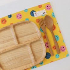 CHUCHUROOM 防水方形餐盤墊, 微笑臉 黃色, 35 x 28 cm, 1個