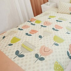 圖案孩童單層被枕套組, Cutie Flower, 淺褐色 粉色 混色