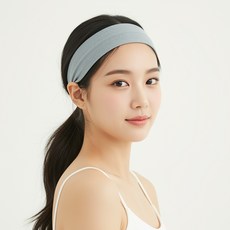 걸핀스 넓고 짱짱한 고탄력 요가 런닝 운동 헤어밴드 1603, 그레이, 1개