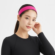 걸핀스 넓고 짱짱한 고탄력 요가 런닝 운동 헤어밴드 1603, 핫핑크, 1개