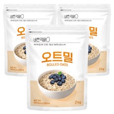 正穀物 燕麥片, 2kg, 3個