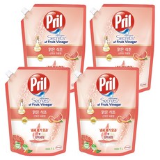 프릴 맑은 식초 주방세제 산뜻한 자몽향, 1L, 4개