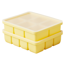 Glasslock Baby 矽膠副食品分裝盒組 6格款 + 12格款, 360ml, 黃色, 1組