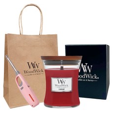 우드윅 미디엄 캔들 275g + 쇼핑백 + 라이터 랜덤 발송 세트, 커런트, 1세트