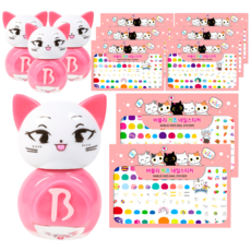 바블리 키즈네일 냥이 핑크핑 + 어린이네일스티커 세트, 랜덤 발송, 4개