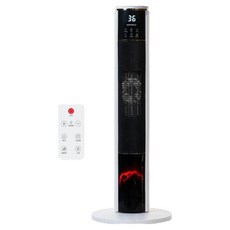 DAEWOO APPLIANCE 壁爐火焰PTC塔式遙控電暖器, 白色, DEH-PT2033R