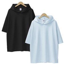 MCT 男女通用 壓紋五分連帽短袖T恤 2件組 H-130