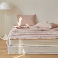 maatila 柔和莫代爾鬆餅格單層薄被, 粉米色