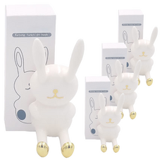 쿠셀러 토끼모양 벽부착식 칫솔홀더, 화이트, 4개
