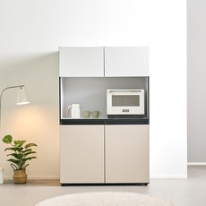 라자가구 모비오 LED 광폭 주방 수납장 1200 방문설치, 화이트 베이지