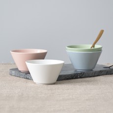 BOWLBOWL 韓國產 Urban Daily 飯碗, 亞麻白+雪紡粉+蘋果綠+法式灰, 4個