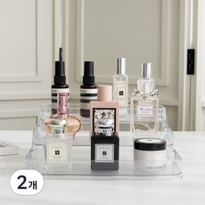 生活共感 化妝品香水收納盤 3層, 2個, 透明