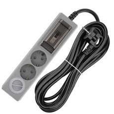 SWEET HOME 高容量斷路器延長線 3孔 + 安全蓋組合, 5m, 灰黑色, 1個
