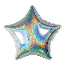 파티팡 星星銀箔閃亮氣球 48cm, 銀色, 10入