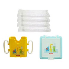 fisher-price 費雪 可折疊鋁箔包杯架+吸管 50入 4包+收納盒, 藍色, 1組