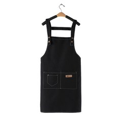 吊帶帆布工作服咖啡館圍裙, 黑色