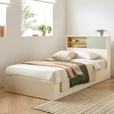 리바트 커먼베드 자녀가구 슬라이딩 도어형 침대 서랍형 박스형 방문설치, 옐로우 + 그린도어