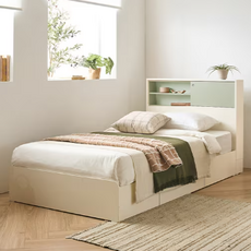 리바트 커먼베드 자녀가구 슬라이딩 도어형 침대 서랍형 박스형 방문설치, 그린 + 그린도어