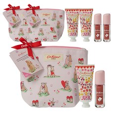 Cath Kidston 玫瑰木色潤唇膏 + 護手霜 + 化妝包套組, 3套