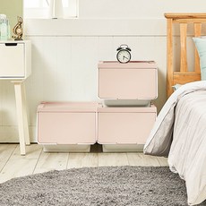 샤바스 정리대장 컬러스토리 슬라이딩 리빙박스, 핑크, 400 x 415 x 310 mm, 3개