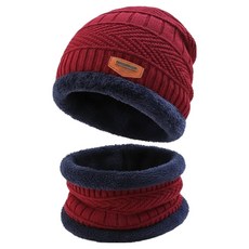 Inart 滑雪場圍巾 + 帽子套組, 酒紅色, 1套