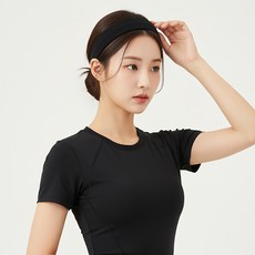 걸핀스 짱짱하고 넓은 고탄력 런닝 요가 운동 헤어밴드 1604, 블랙, 1개