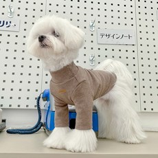 딩동펫 강아지 심플리 하이넥 티셔츠, 브라운, 1개