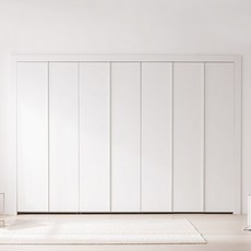 삼익가구 밀리 무광 솔리드 여닫이 붙박이장 12자 서랍형 방문설치, 화이트