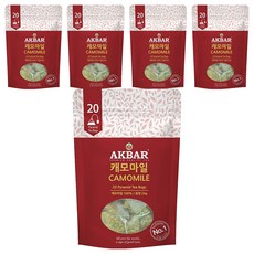 AKBAR 優質洋甘菊三角茶包, 1.2g, 20包, 5袋