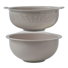 GINII 基尼 雙層蔬果瀝水籃 台灣設計製造, 可可棕, L 34 x 32 x 14.5cm, 1個