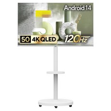 더함 4K UHD QLED 120Hz 돌비 AI 구글 5.0 리얼 화이트 스마트TV + 이동식 TV스탠드 삼탠바이미 화이트 세트, 127cm(50인치), UA501QLED, 스탠드형, 고객직접설치 127cm(50인치), UA501QLED, 스탠드형, 고객직접설치