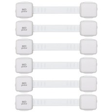 兒童方形帶式抽屜安全鎖扣, 白色, 6入