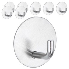 Living Home Detail 強力黏著不鏽鋼圓形掛鉤 LHD-048, 銀色, 8個