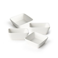 正方形調味碟, 白色, 4入