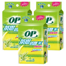 OP 茶樹抗菌海綿菜瓜布, 4個, 3包