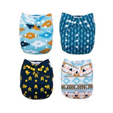 Nora's Nursery 成長型口袋式布尿布 4件組 竹碳纖維 吸濕除臭, 冒險的阿茲特克, 1組