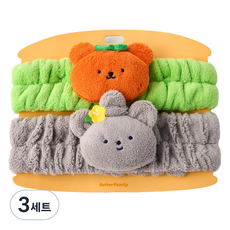모던하우스 버터샵 제주 귤 하르방 시럽베어 커플 세안밴드 세트, 3세트, 그린, 그레이