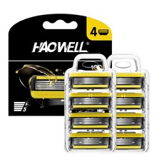 HAOWELL 5層刀片 4刀頭 吉列相容, 2個, 4入
