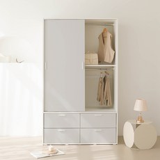 퍼리든 엘릭코 슬라이딩 옷장 행거 서랍형 1200 방문설치, 그레이