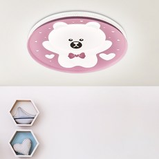 WONHA 角色三色變換兒童房燈 LED75W+遙控器組, 粉紅色(吸頂燈)