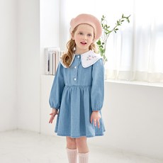 WALTONKIDS 女童花朵刺繡丹寧洋裝