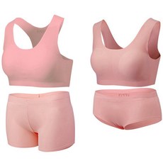 더시럽 주니어 학생 심리스 무봉재 노와이어 누디라인 이너 브라 2p + 팬티 2p 세트