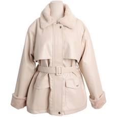 린다샵 여성용 미드린 밍크 스트랩 레더 자켓