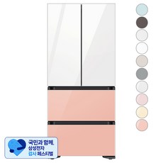 [삼성 감사 페스티벌] [색상선택형] 삼성전자 비스포크 플러스 586L 4도어 김치냉장고 방문설치, 글램 화이트 + 글램 피치, RQ58C94U1AP